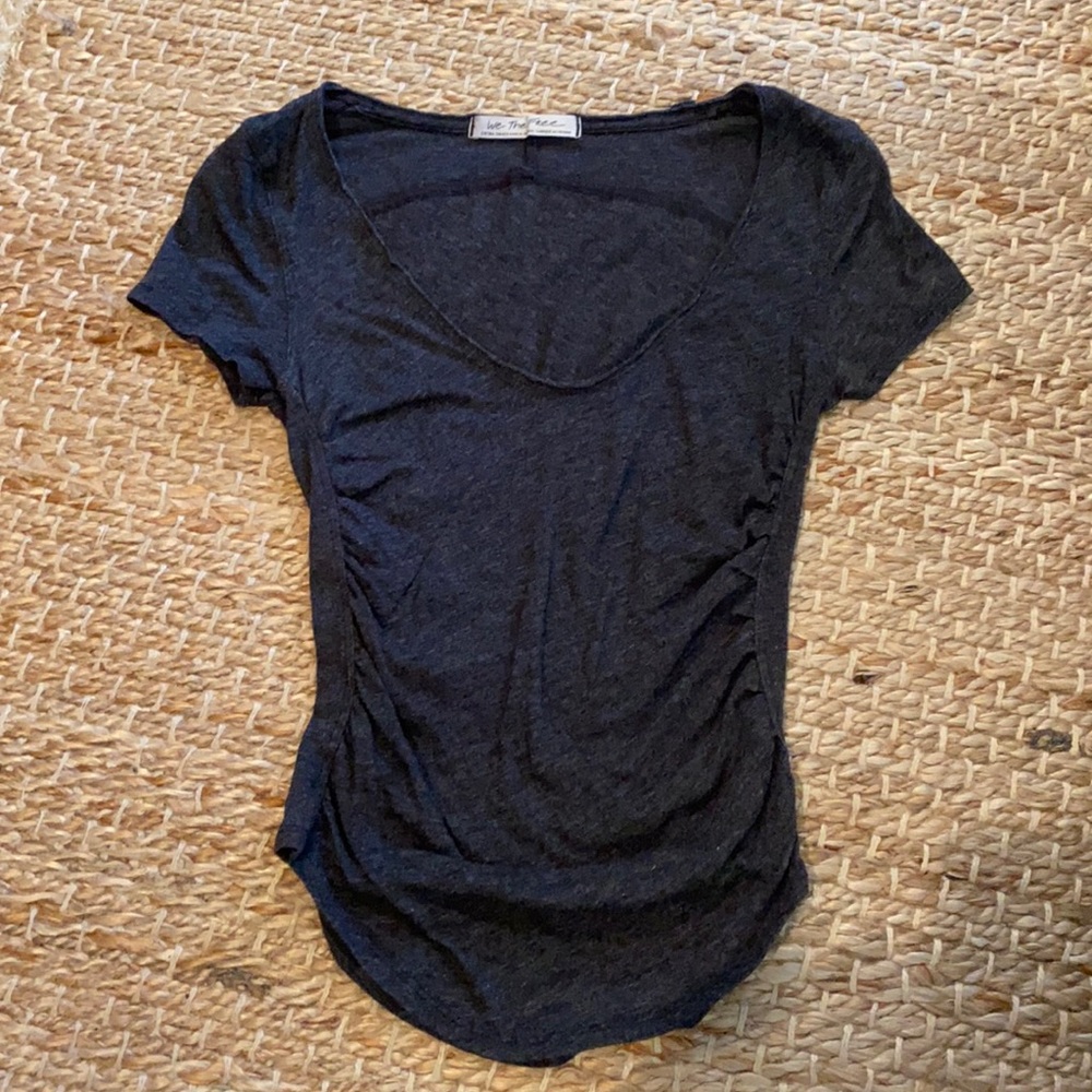 Free People Ruched Grey Tee